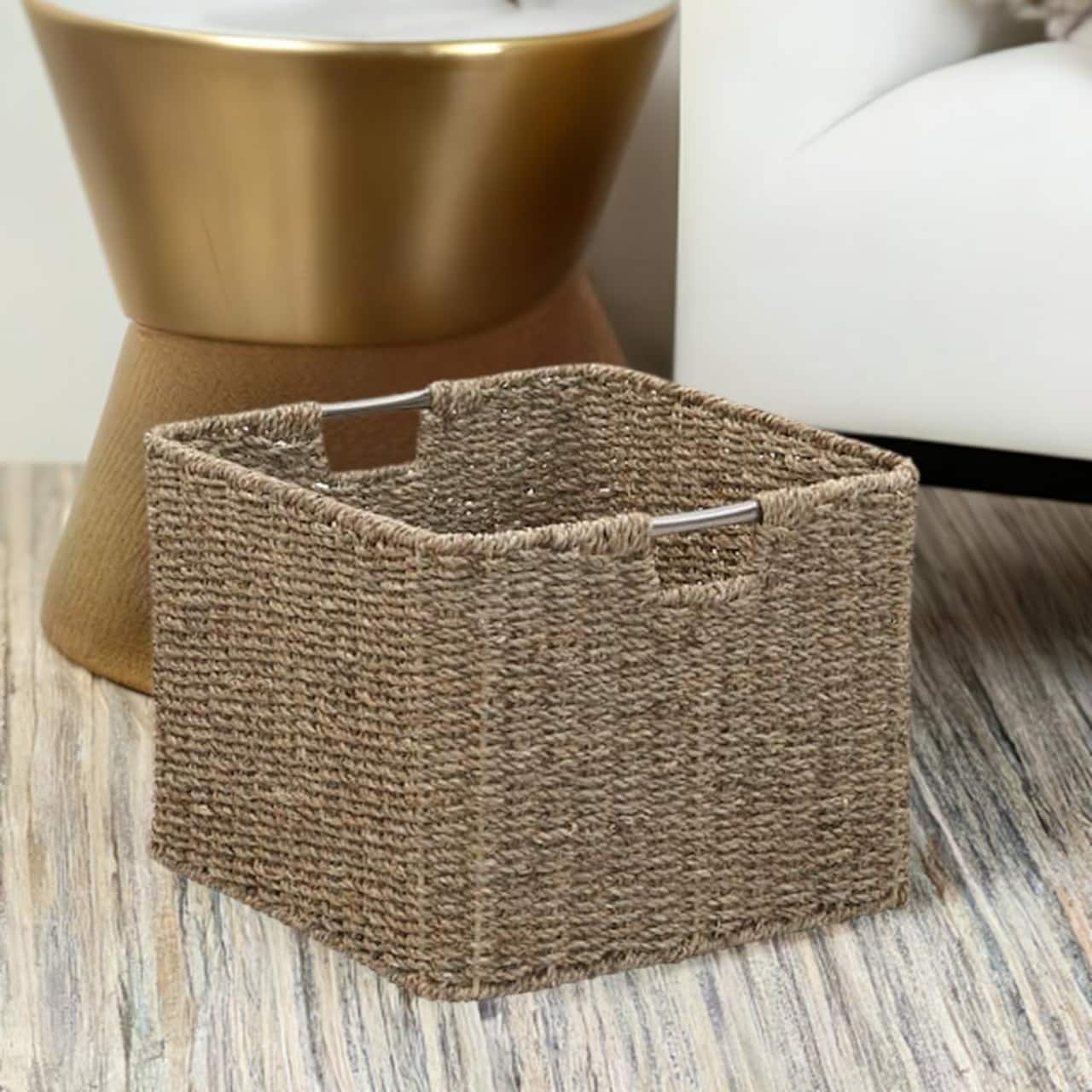 Household Essentials Seagrass Square Wicker Basket
